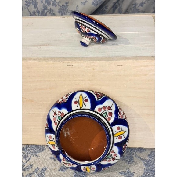 Blue Decorative Painted Red Clay Ceramic Jar - Picture 6 of 8